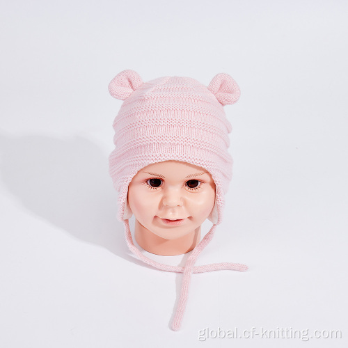Knitted Hat For Kids Pink color ODM knitted hat for girl Factory